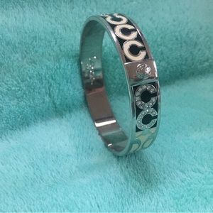 COACH Signature Logo Bangle with like Diamonds stones. Stainless. Beautiful!